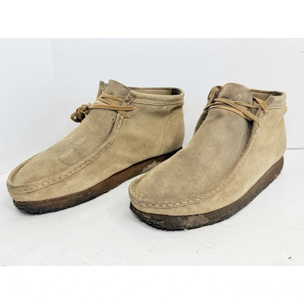 Clarks Originals Wallabee Tan Suede Shoes Men's 12 US UK 11 Crepe Sole